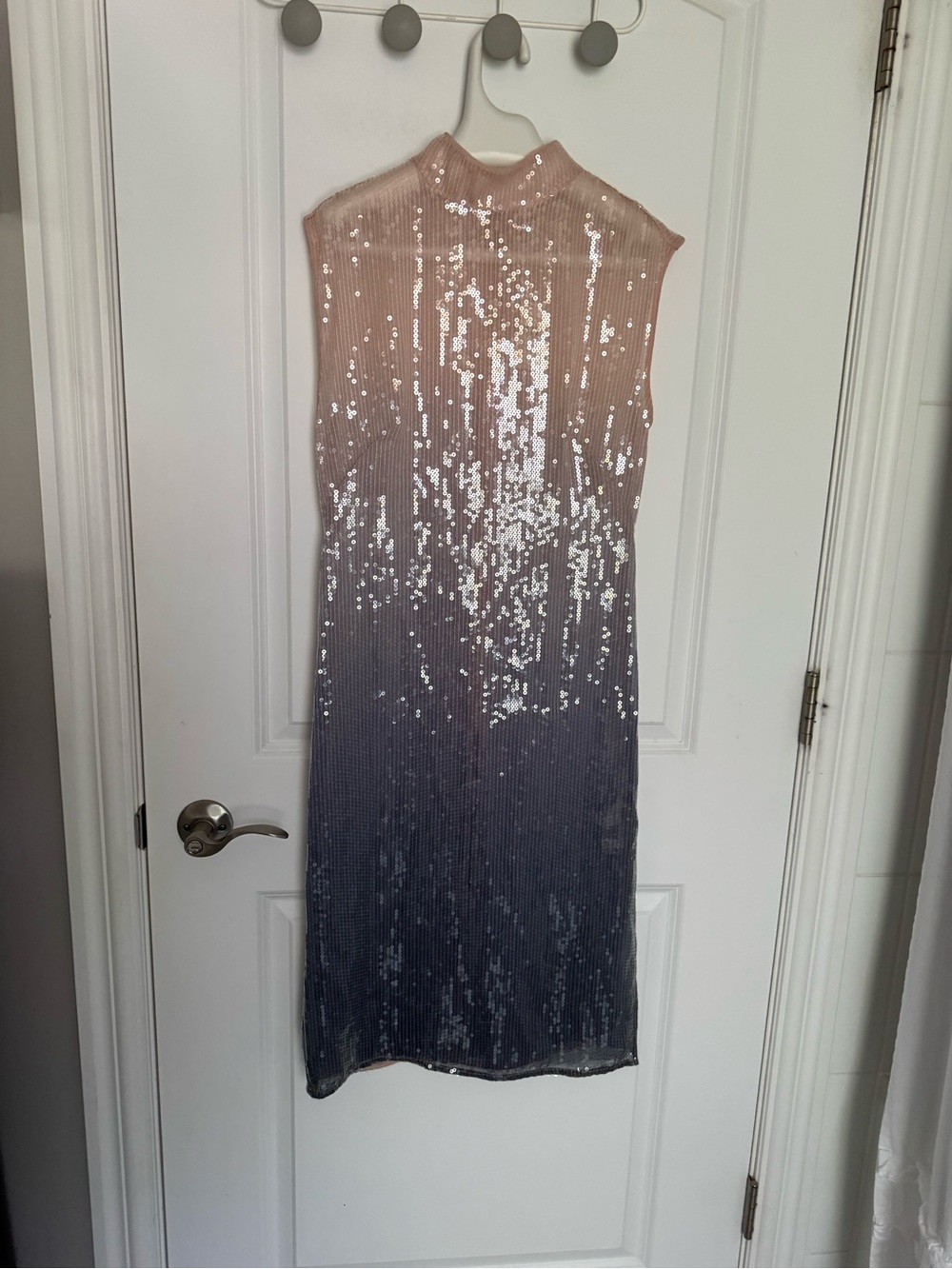 Sleeveless Sequin Ombre Dress in Blush to Slate